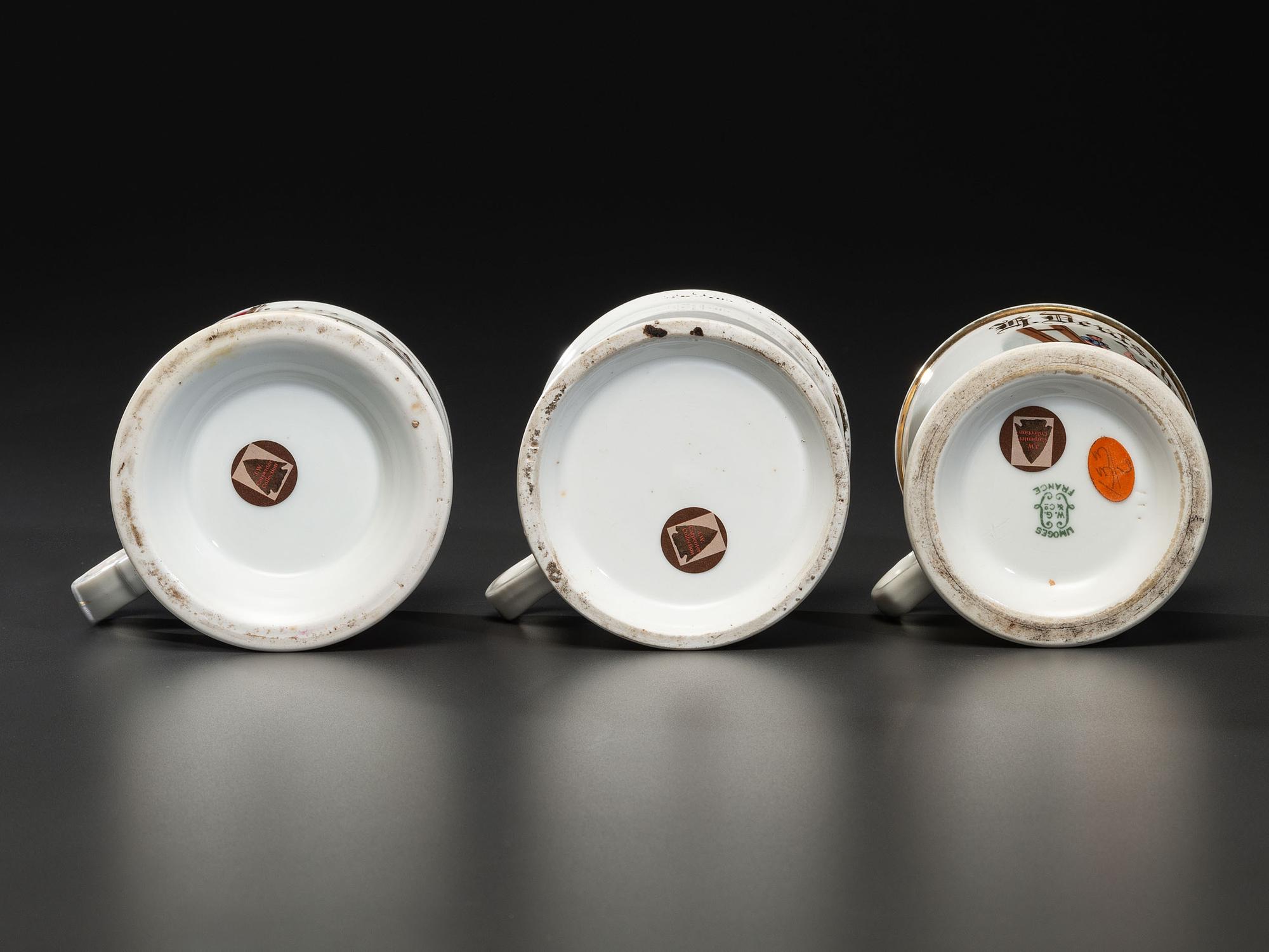 Three Butcher's Porcelain Occupational Shaving Mugs