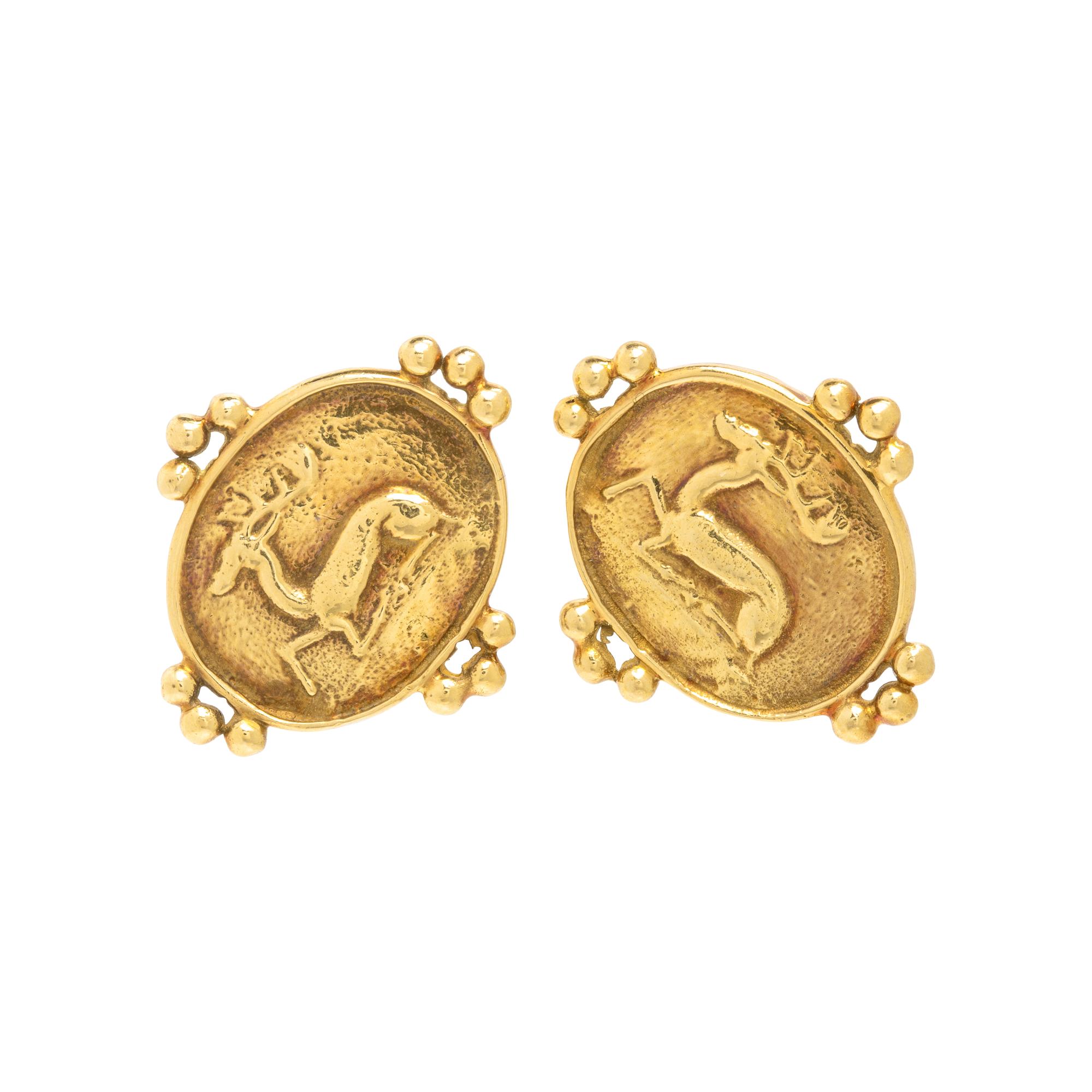 Helen Woodhull, Yellow Gold Stag Earrings