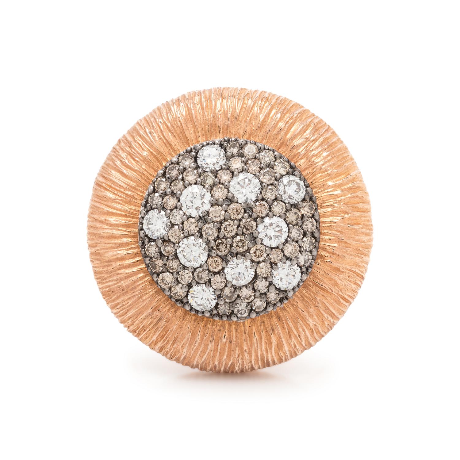 ROSE GOLD, DIAMOND AND COLORED DIAMOND RING
