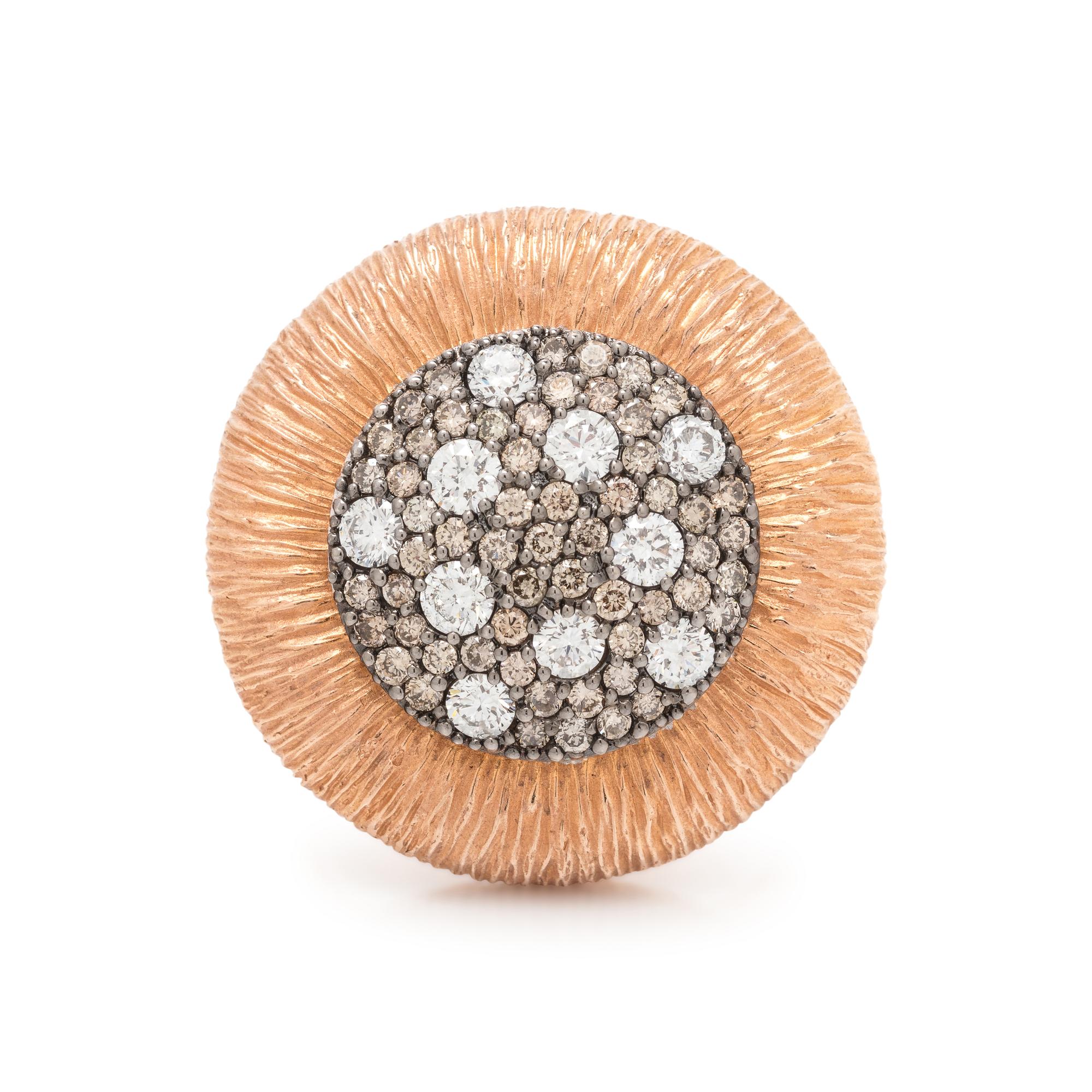 ROSE GOLD, DIAMOND AND COLORED DIAMOND RING