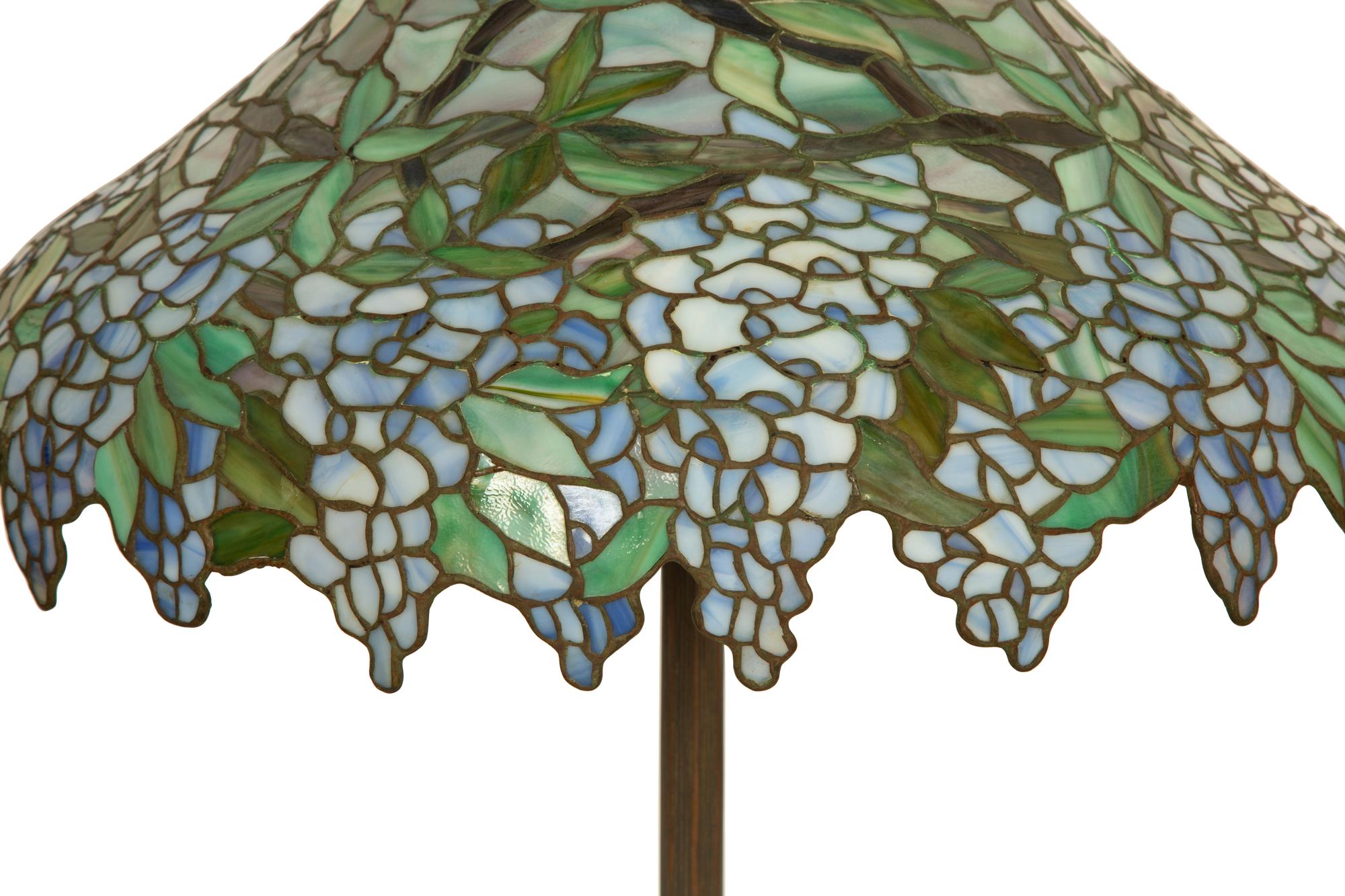 A Handel Leaded Glass Wisteria Table Lamp