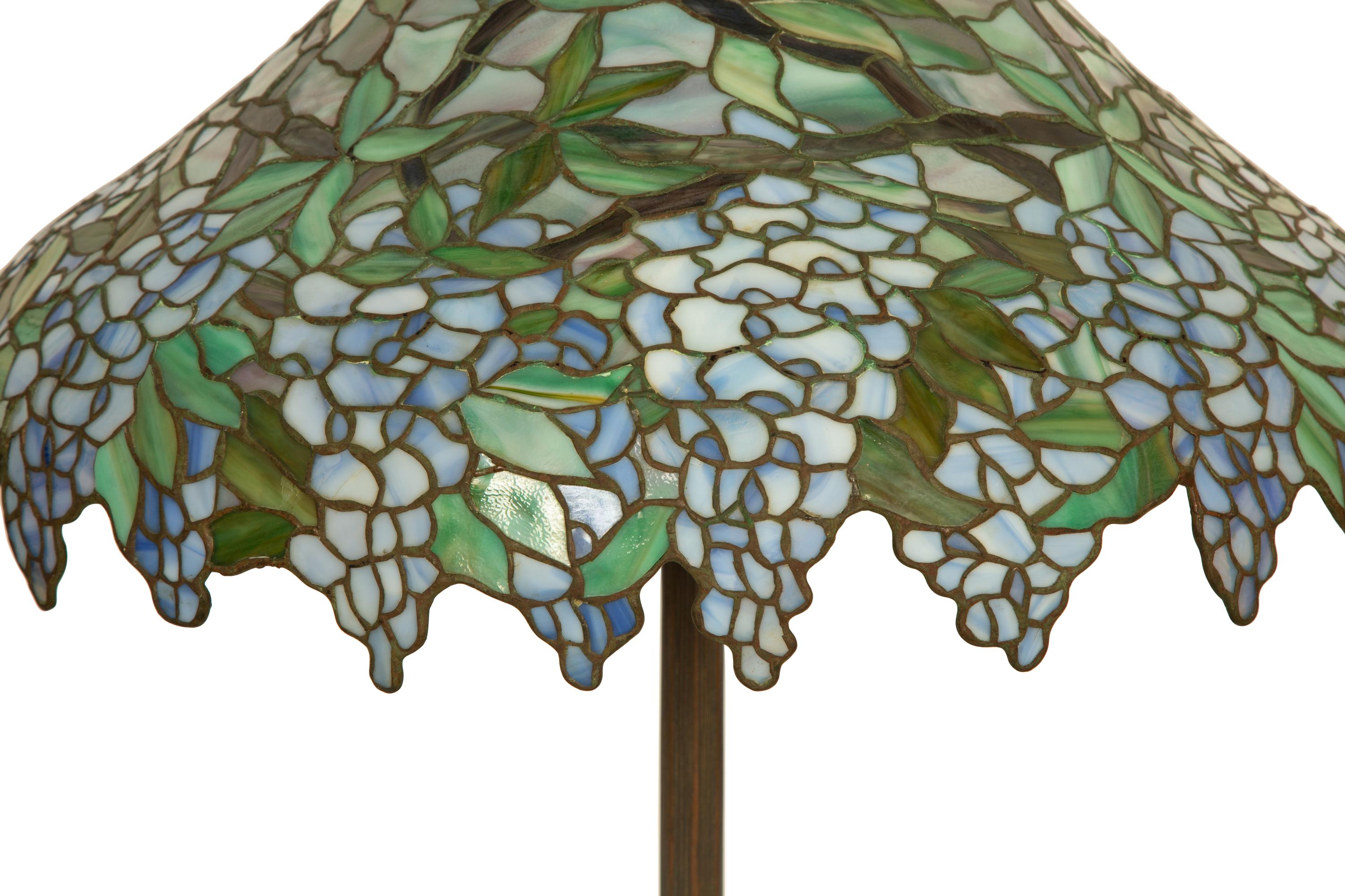 A Handel Leaded Glass Wisteria Table Lamp