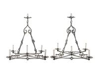 A Pair of Baroque Style Cast Metal Five-Light Ceiling Fixtures