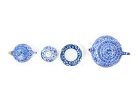 Four Japanese Blue and White Porcelain Articles