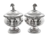 A Pair of Paul Storr George III Silver Covered Sauce Tureens