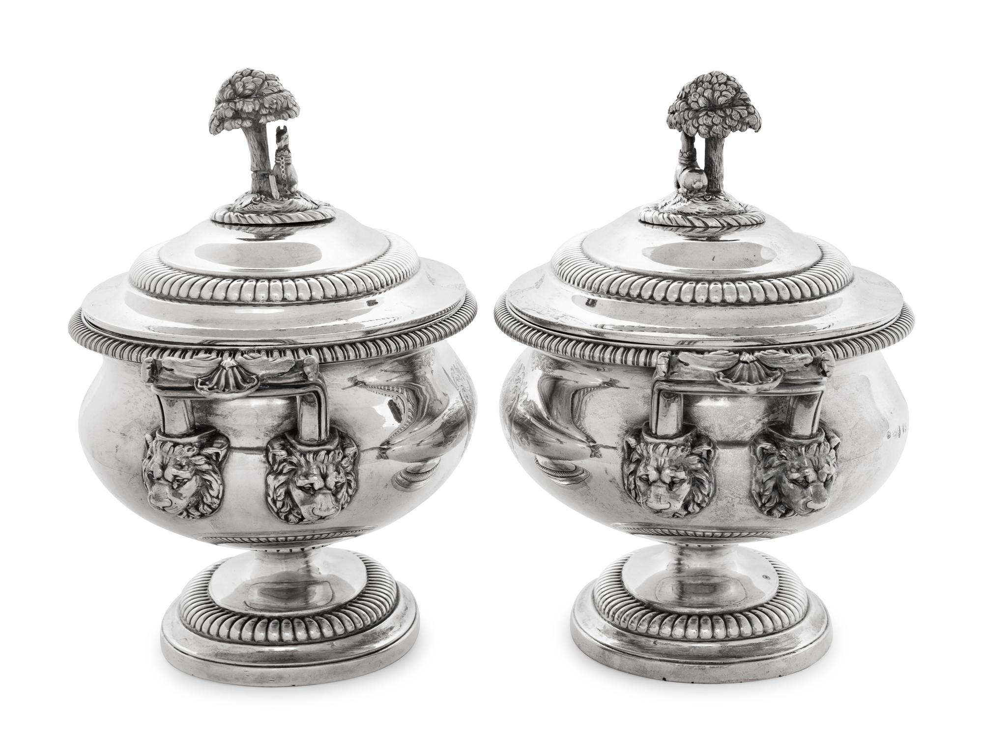 A Pair of Paul Storr George III Silver Covered Sauce Tureens