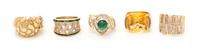 A Collection of Yellow Gold and Diamond Rings, 31.30 dwts.