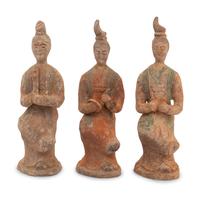 Three Chinese Pottery Figures of Court Ladies