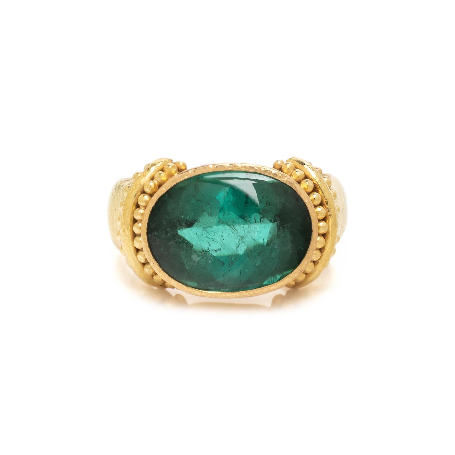 ELIZABETH LOCKE, YELLOW GOLD AND GREEN TOURMALINE RING