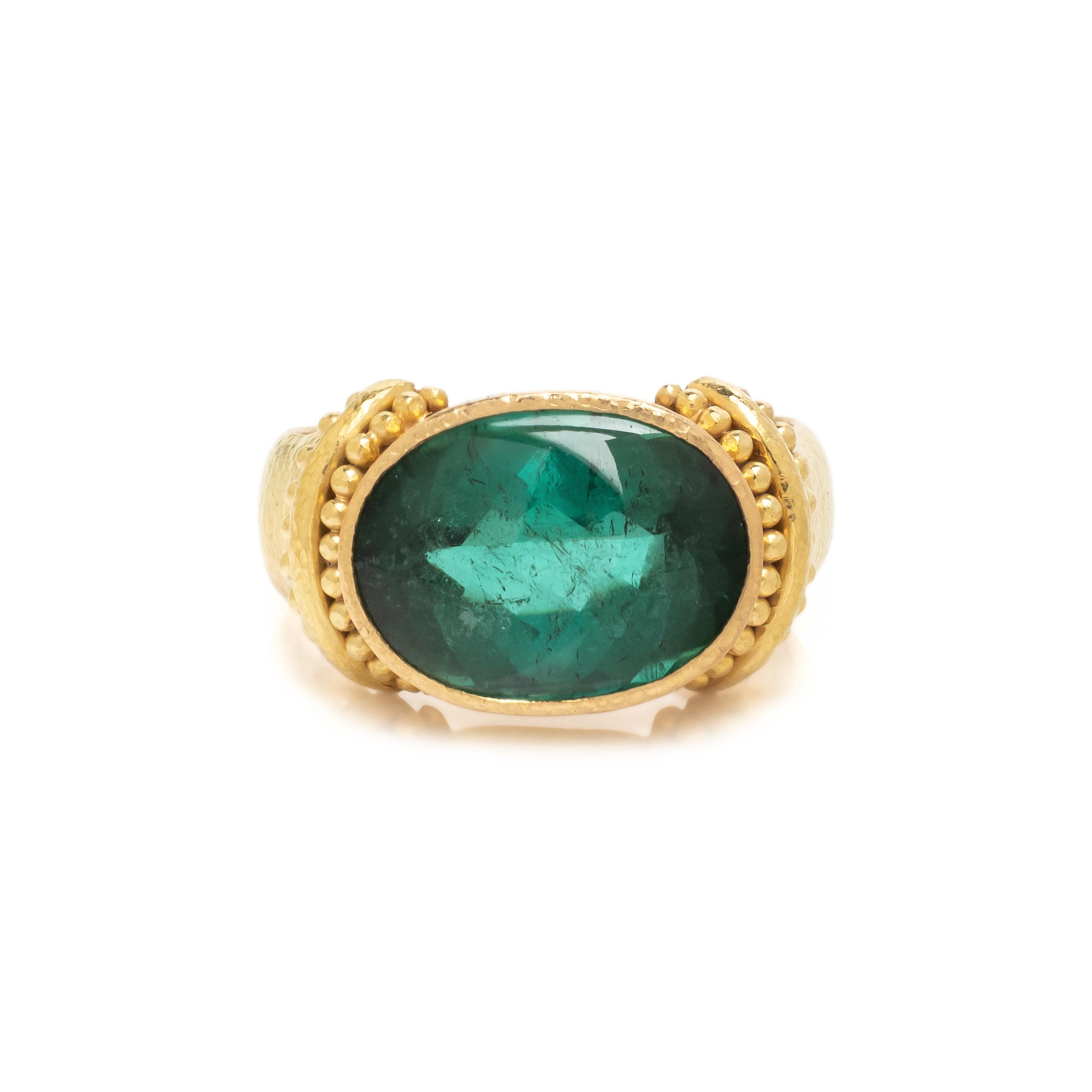 ELIZABETH LOCKE, YELLOW GOLD AND GREEN TOURMALINE RING