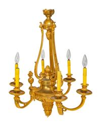 A Louis XVI Style Gilt Bronze Six Light Chandelier — 20TH CENTURY