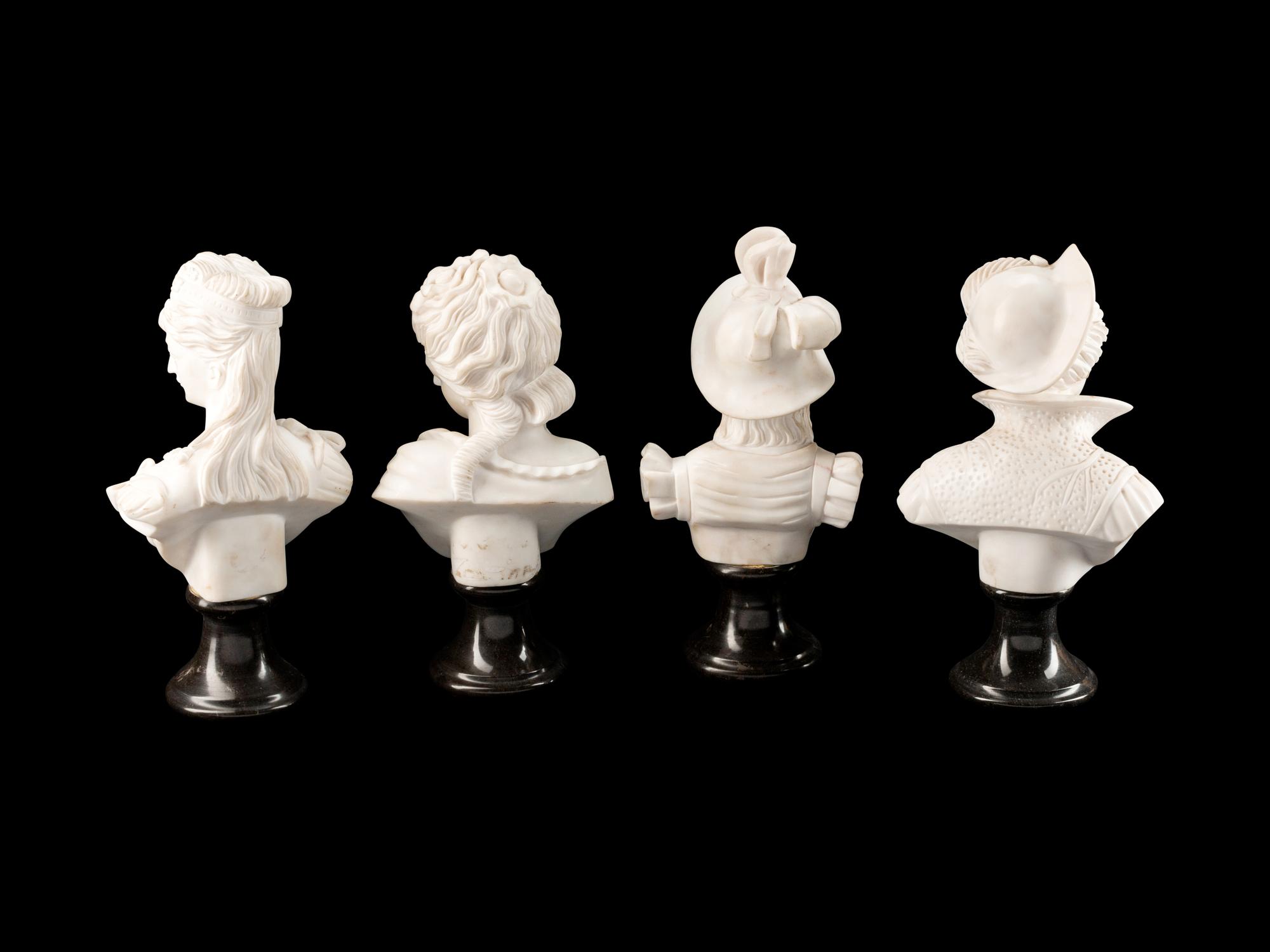 A Set of Four Italian Marble Busts of Women