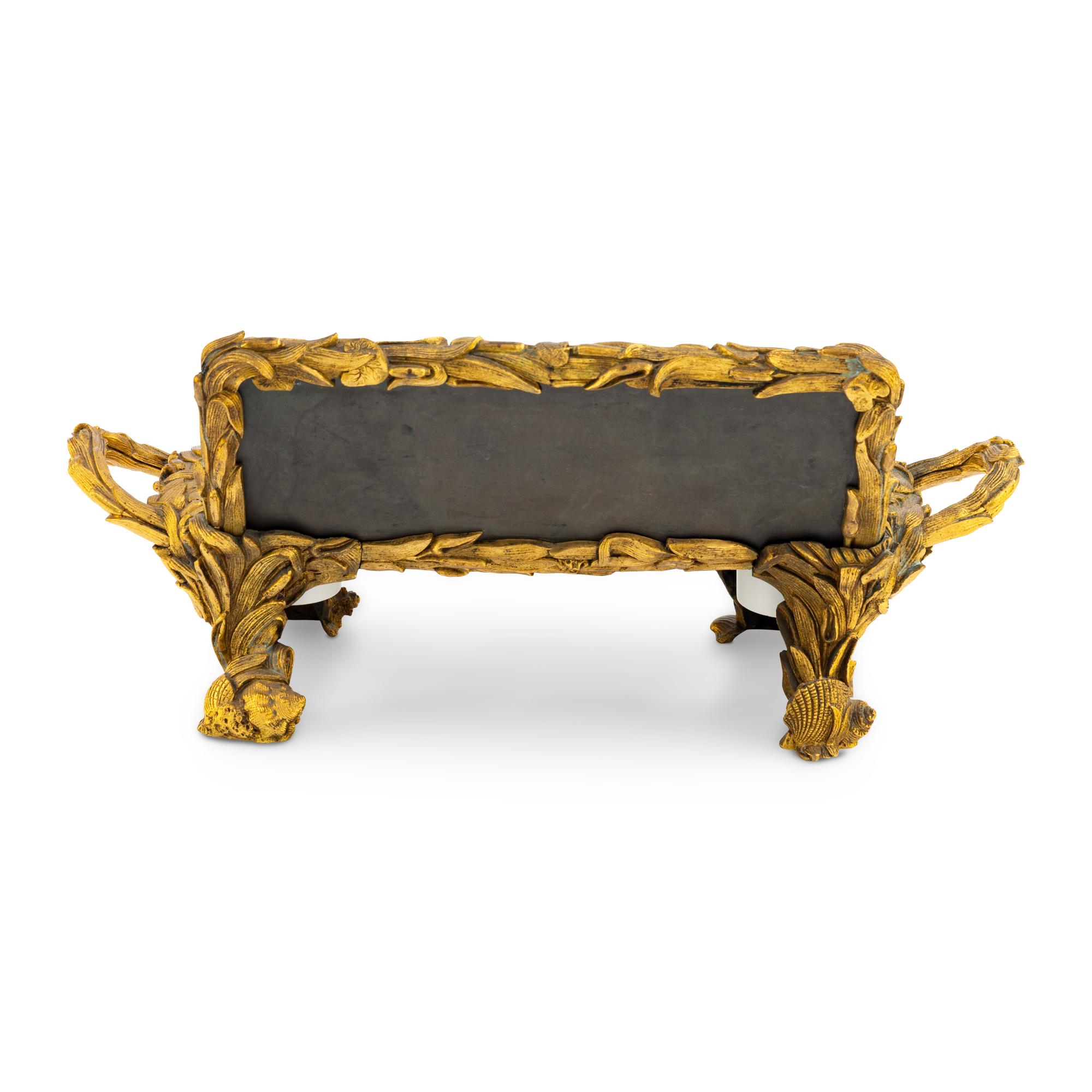 A French Gilt Bronze and Sèvres Style Porcelain Mounted Inkwell