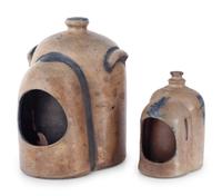 Two Cobalt Decorated Chicken Waterers