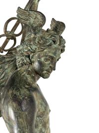 A Monumental Patinated Cast Metal Figure of Mercury