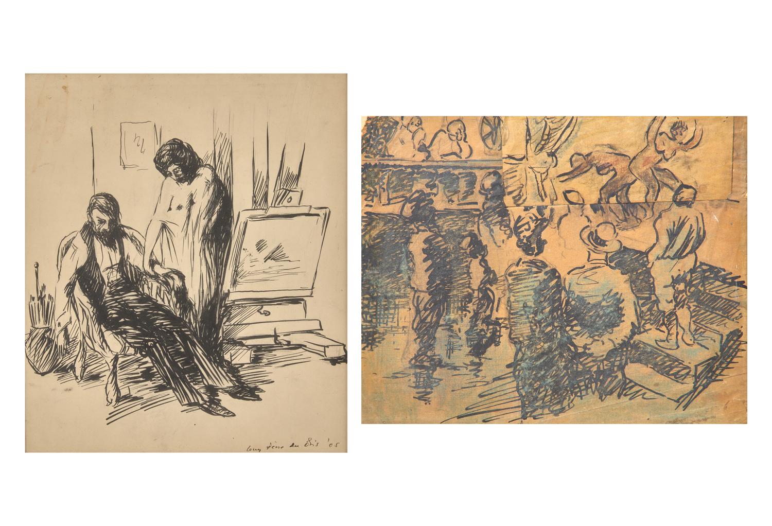 Two Works: The Artist and His Model; with Ballroom Couple (A Double-Sided Work); together with Cabaret , 1905 (2)