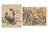 Two Works: The Artist and His Model; with Ballroom Couple (A Double-Sided Work); together with Cabaret , 1905 (2)