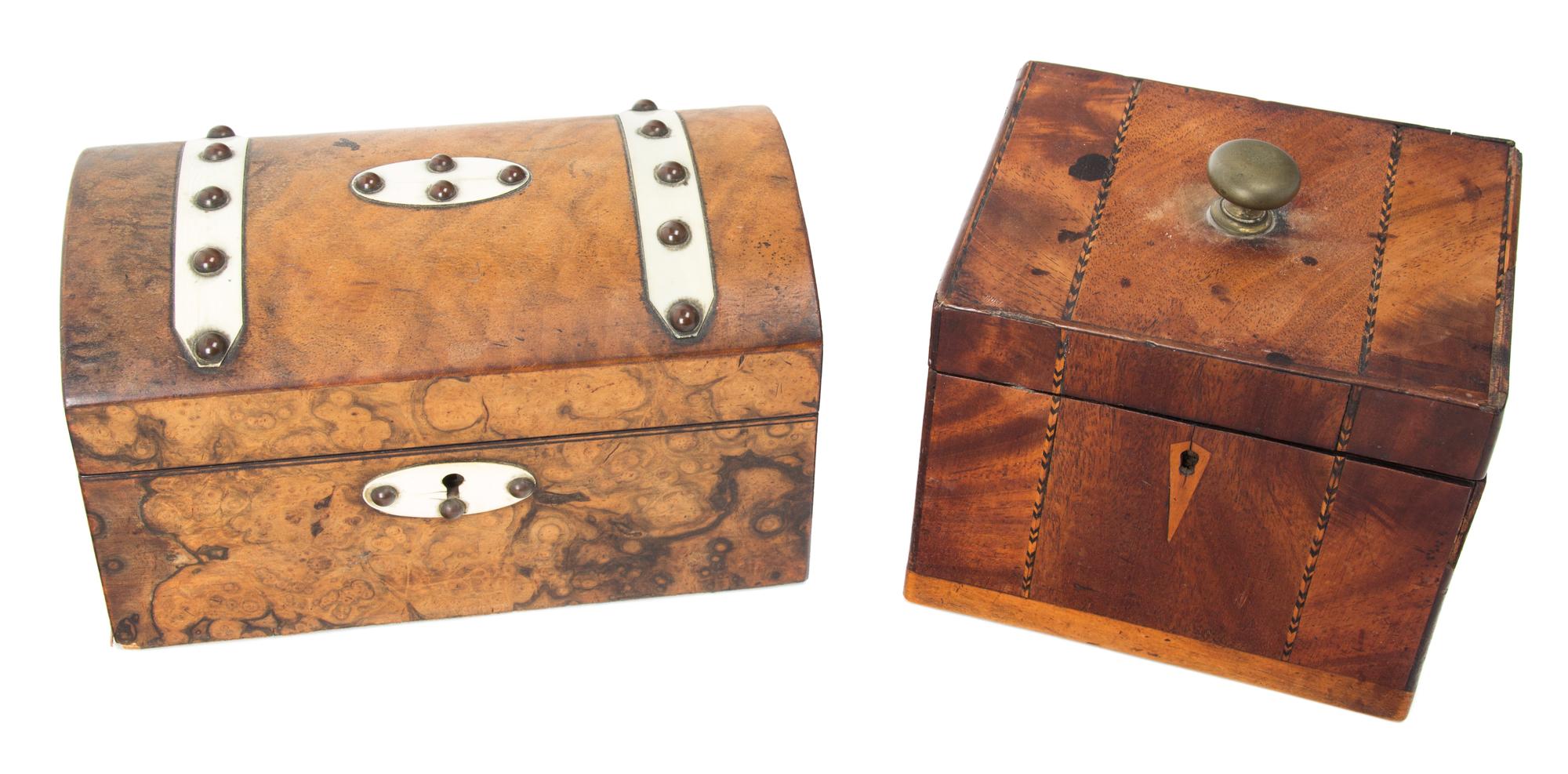 Two English Tea Caddies Length of first 8 inches. — 19TH CENTURY