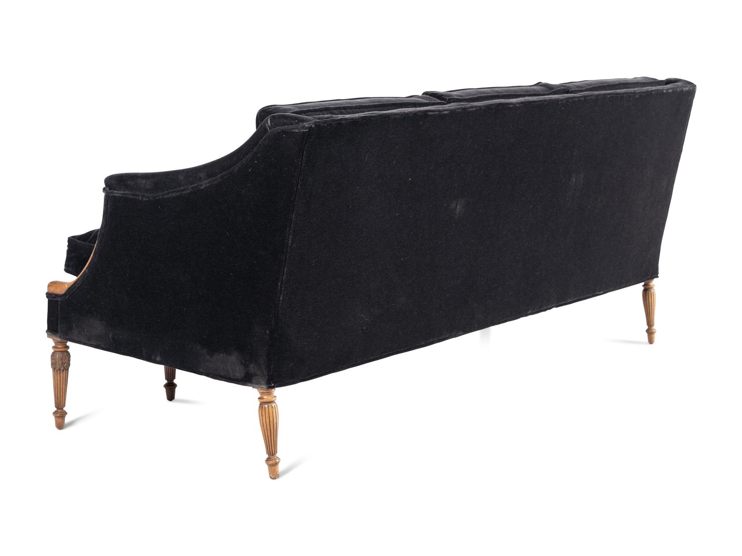 A Black Velvet Upholstered Sofa