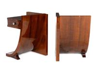 A Pair of Art Deco Style Rosewood and Mahogany Veneered Bedside Stands