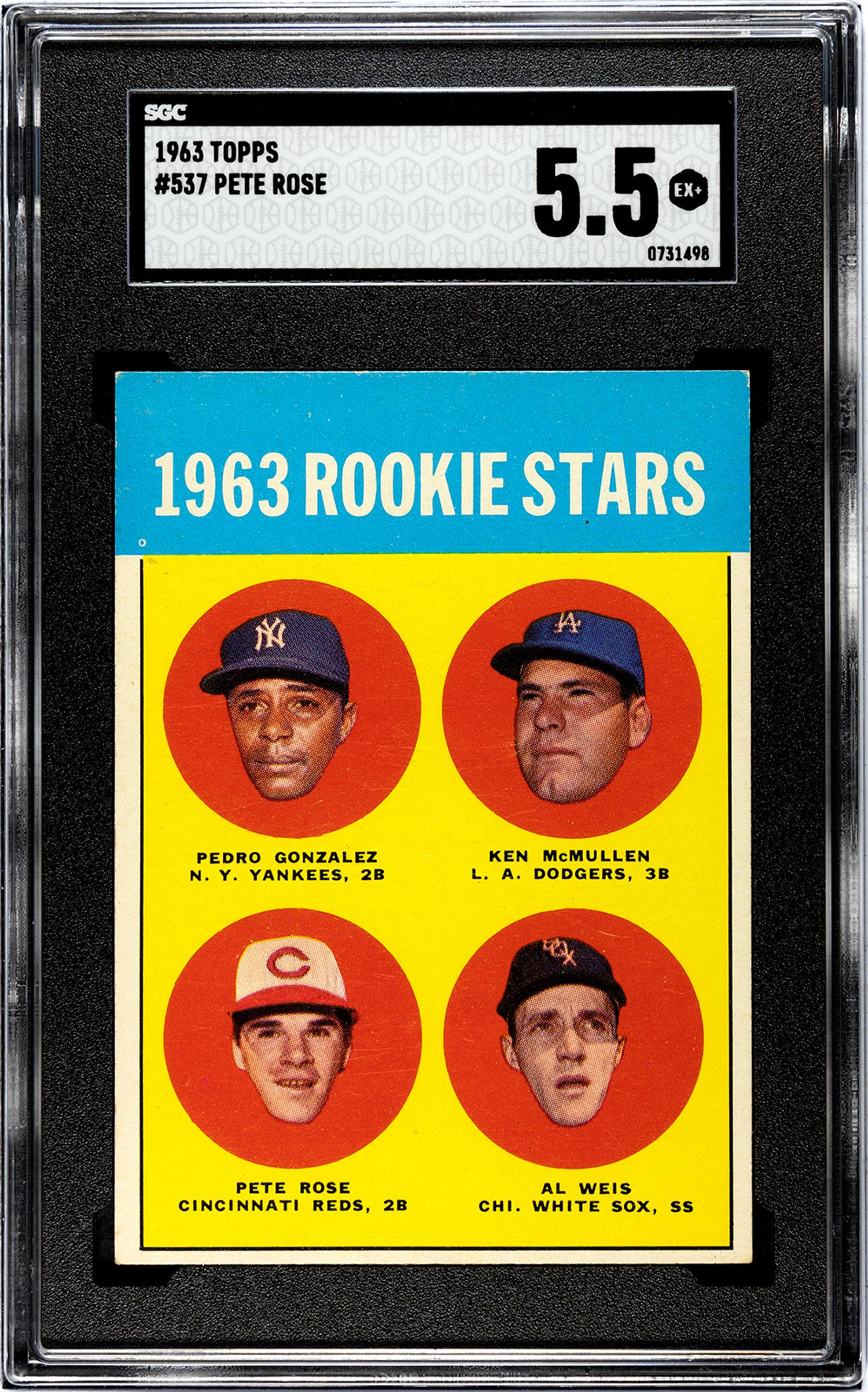 A 1963 Topps Pete Rose Rookie Baseball Card No. 537 (SGC 5.5 EX+)