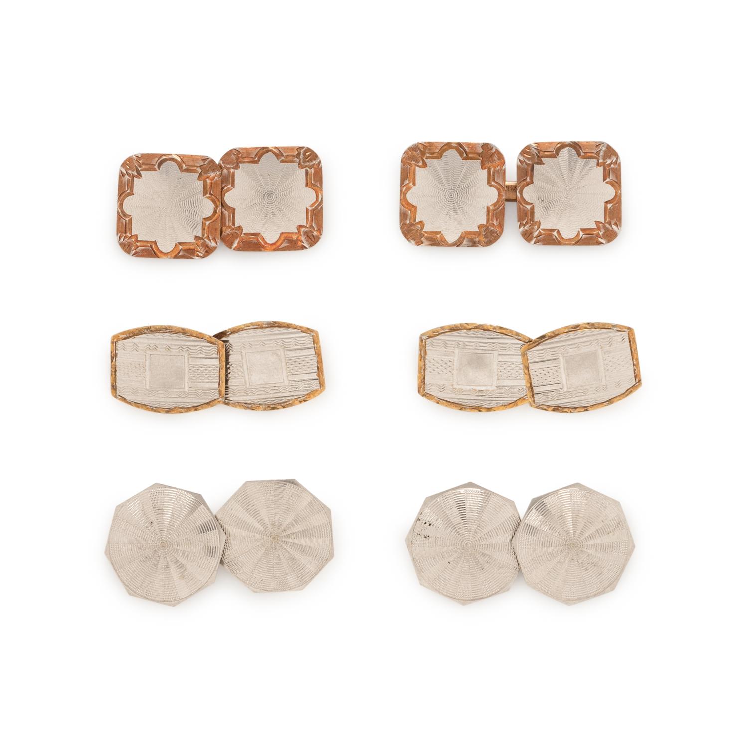 ANTIQUE, COLLECTION OF ENGINE-TURNED CUFFLINKS