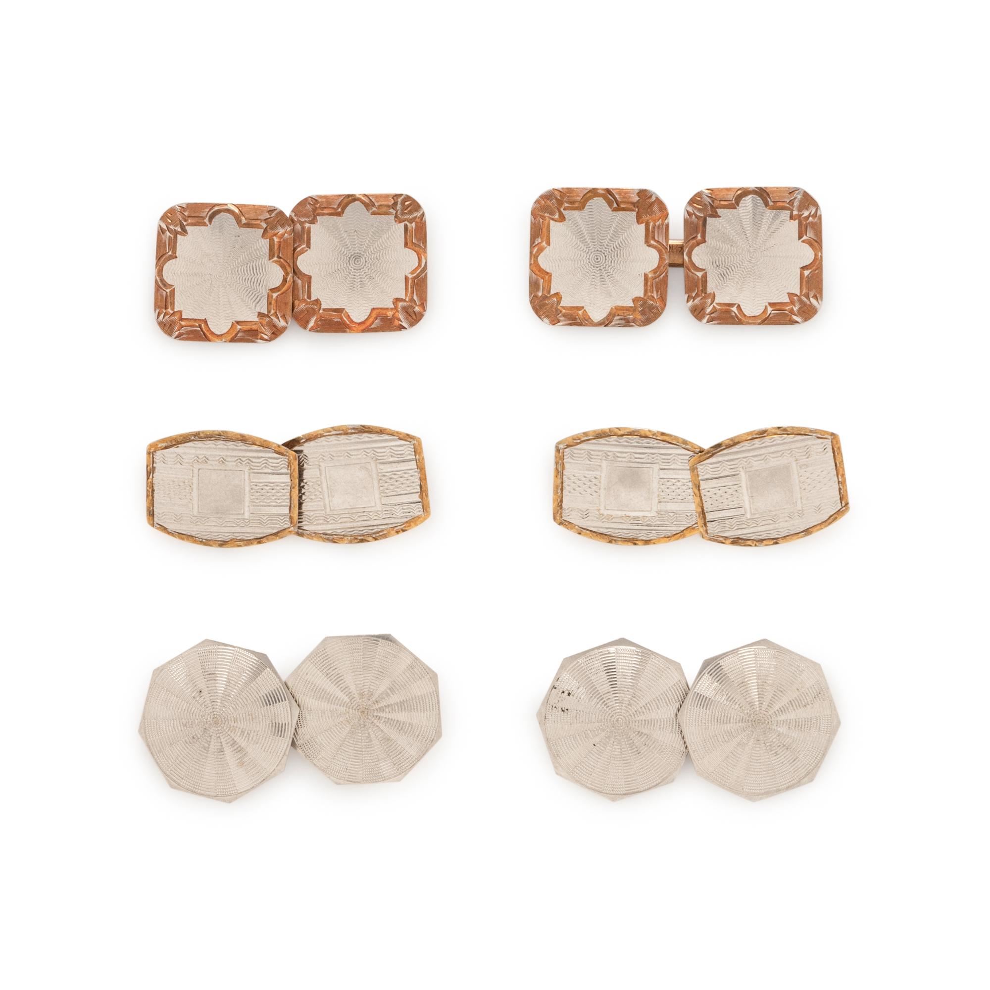 ANTIQUE, COLLECTION OF ENGINE-TURNED CUFFLINKS