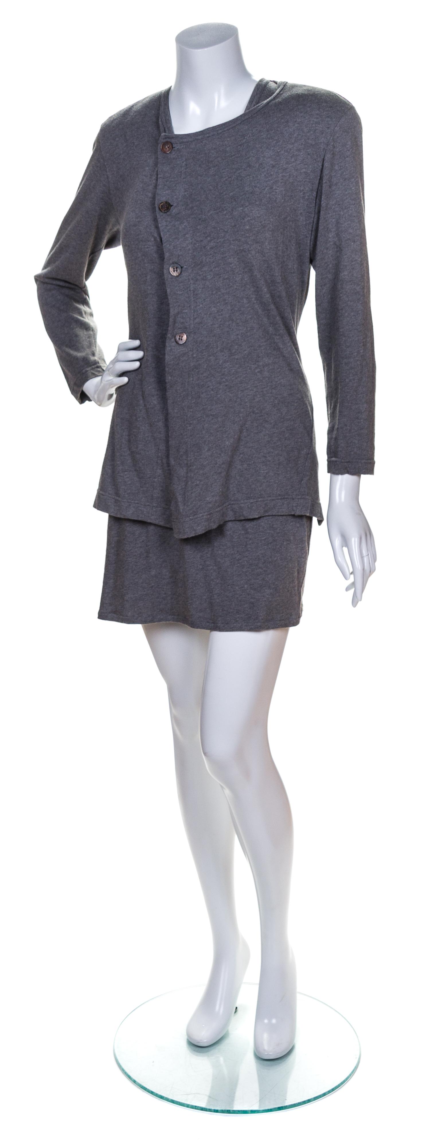 A Comme des Garcons Grey Cotton Dress Ensemble, Dress size S.