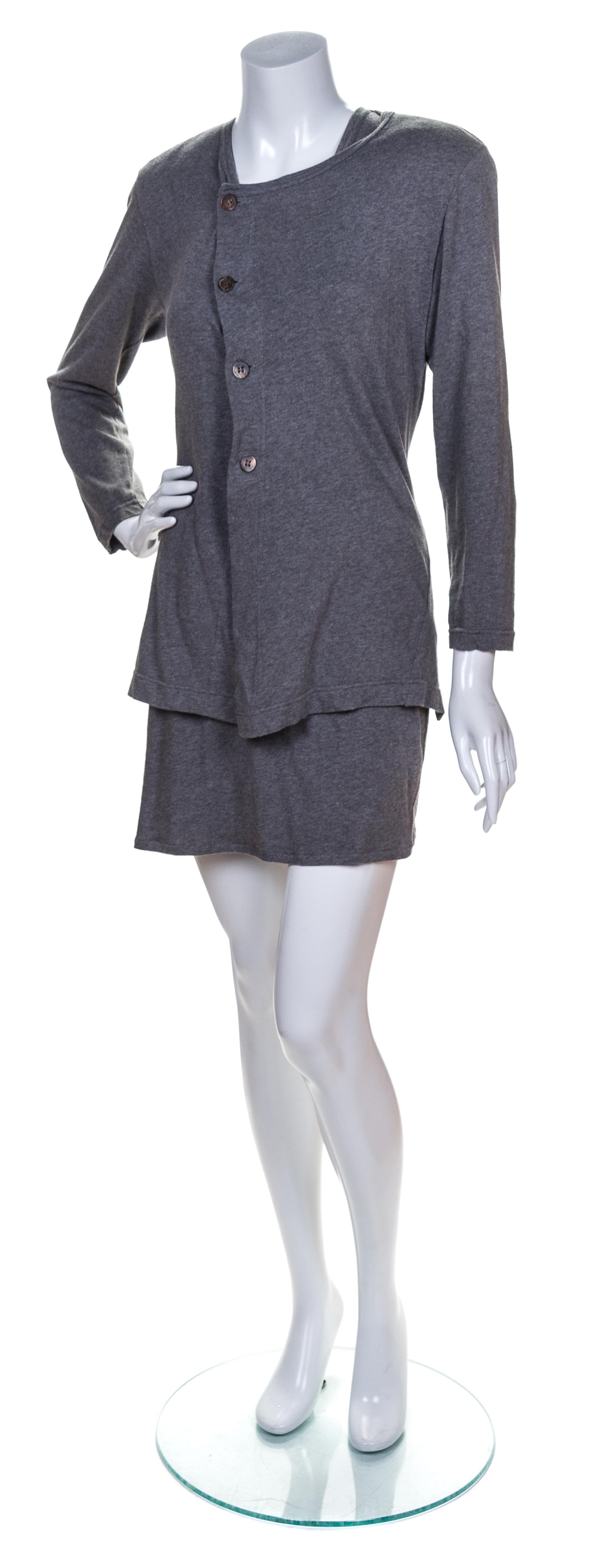 A Comme des Garcons Grey Cotton Dress Ensemble, Dress size S.
