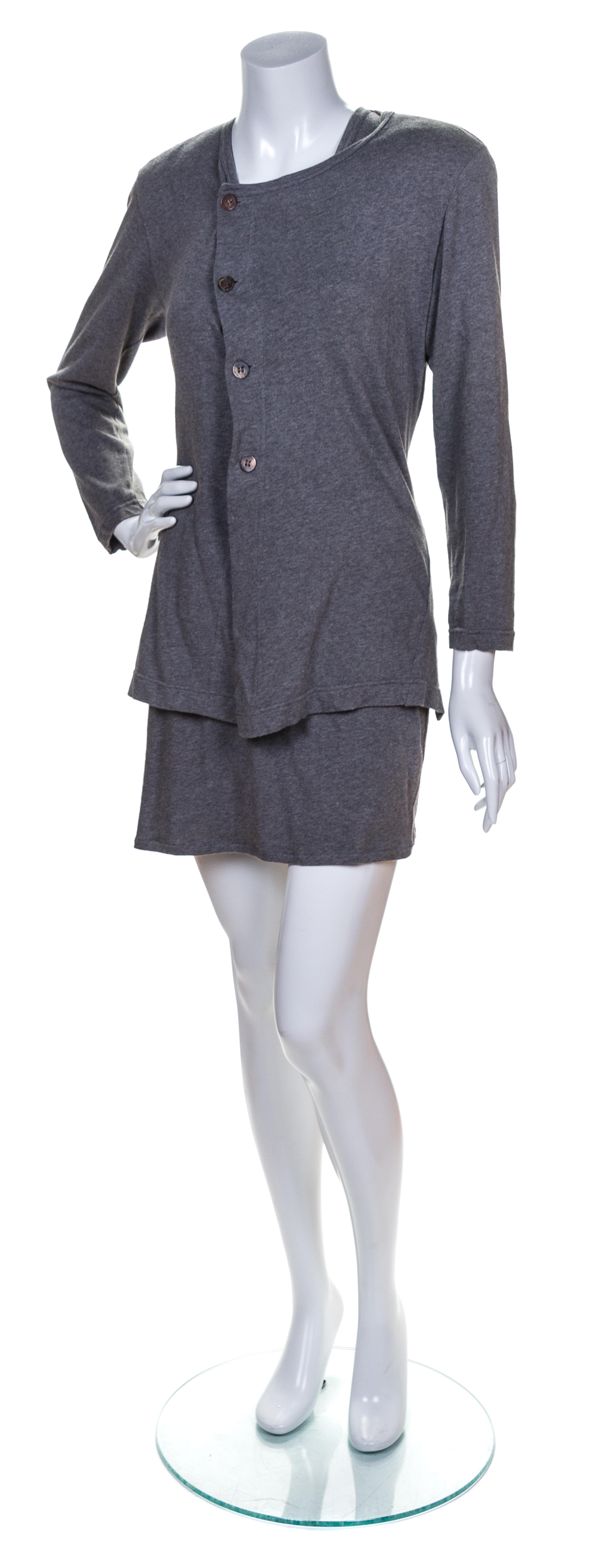 A Comme des Garcons Grey Cotton Dress Ensemble, Dress size S.
