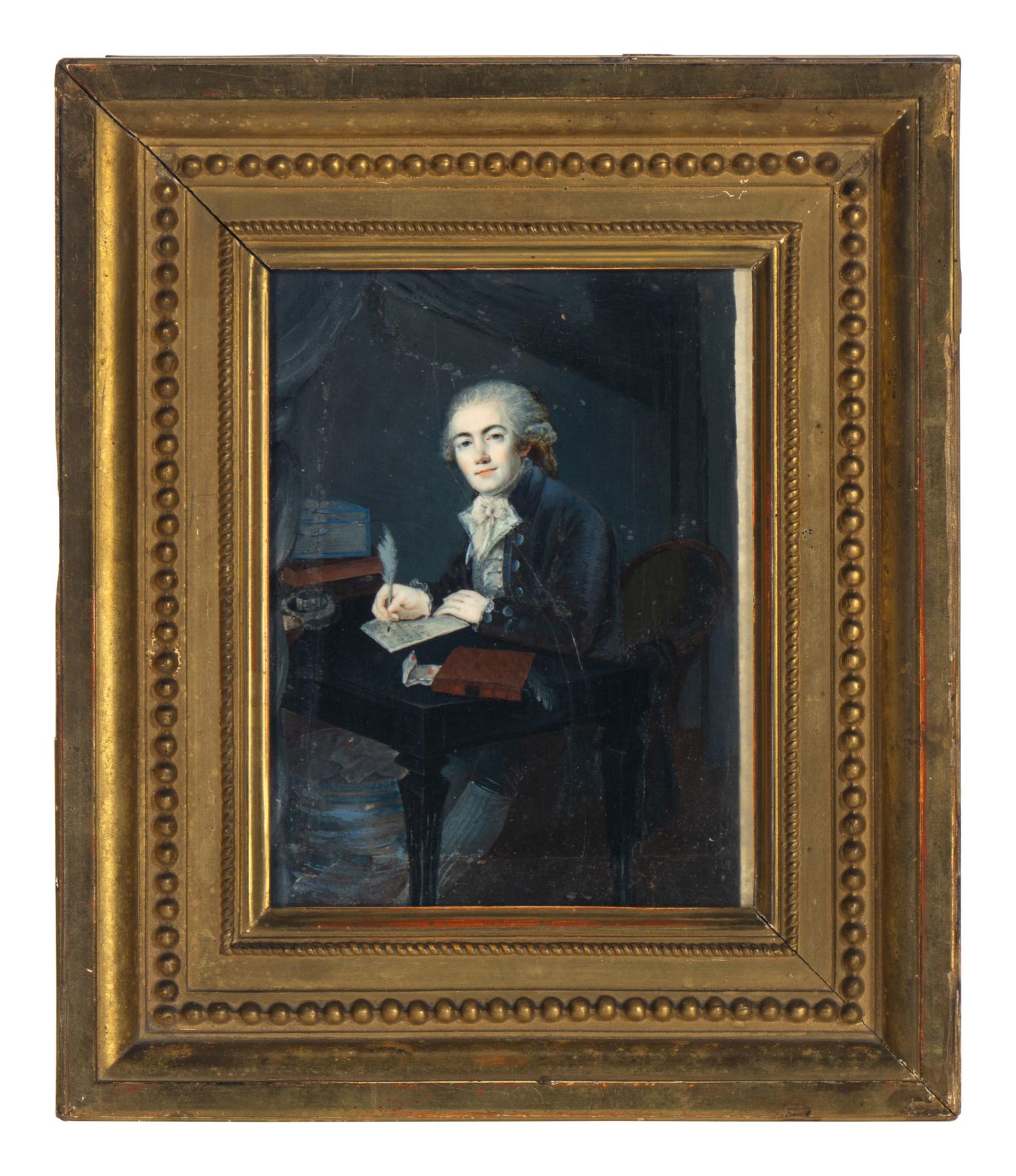 Two Reverse-Painted Glass Portraits of Madame and Monsieur Enfantin