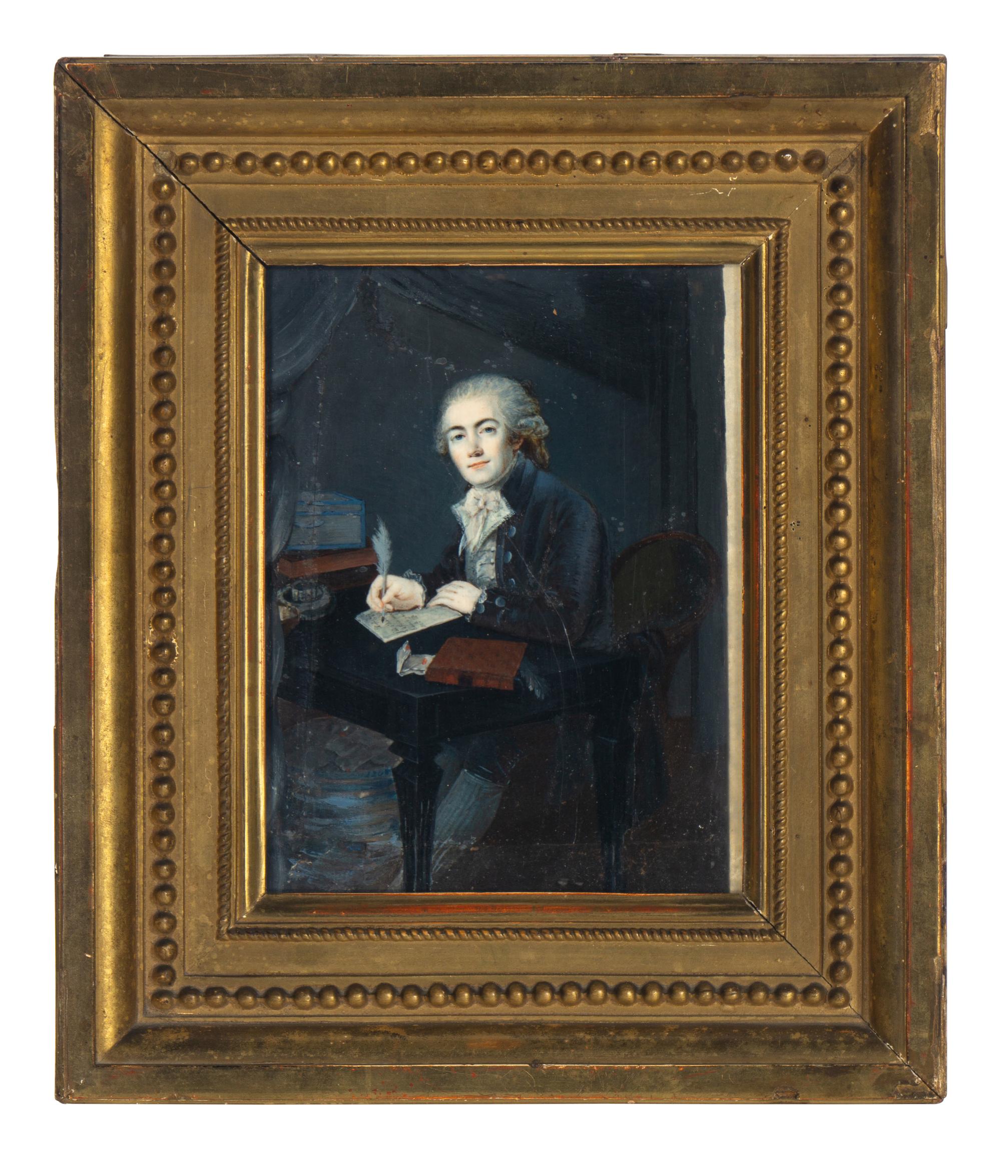 Two Reverse-Painted Glass Portraits of Madame and Monsieur Enfantin