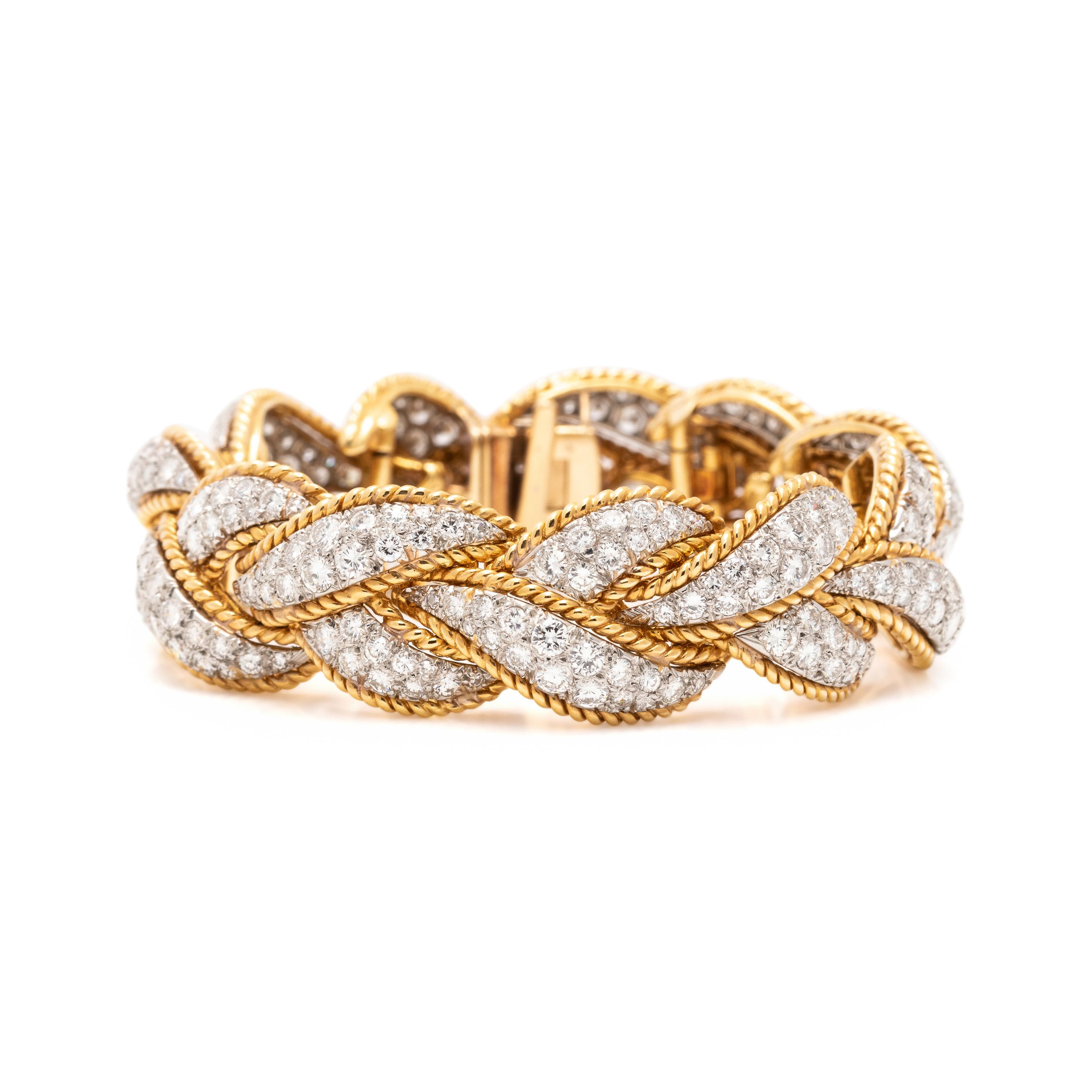 YELLOW GOLD, PLATINUM AND DIAMOND BRACELET