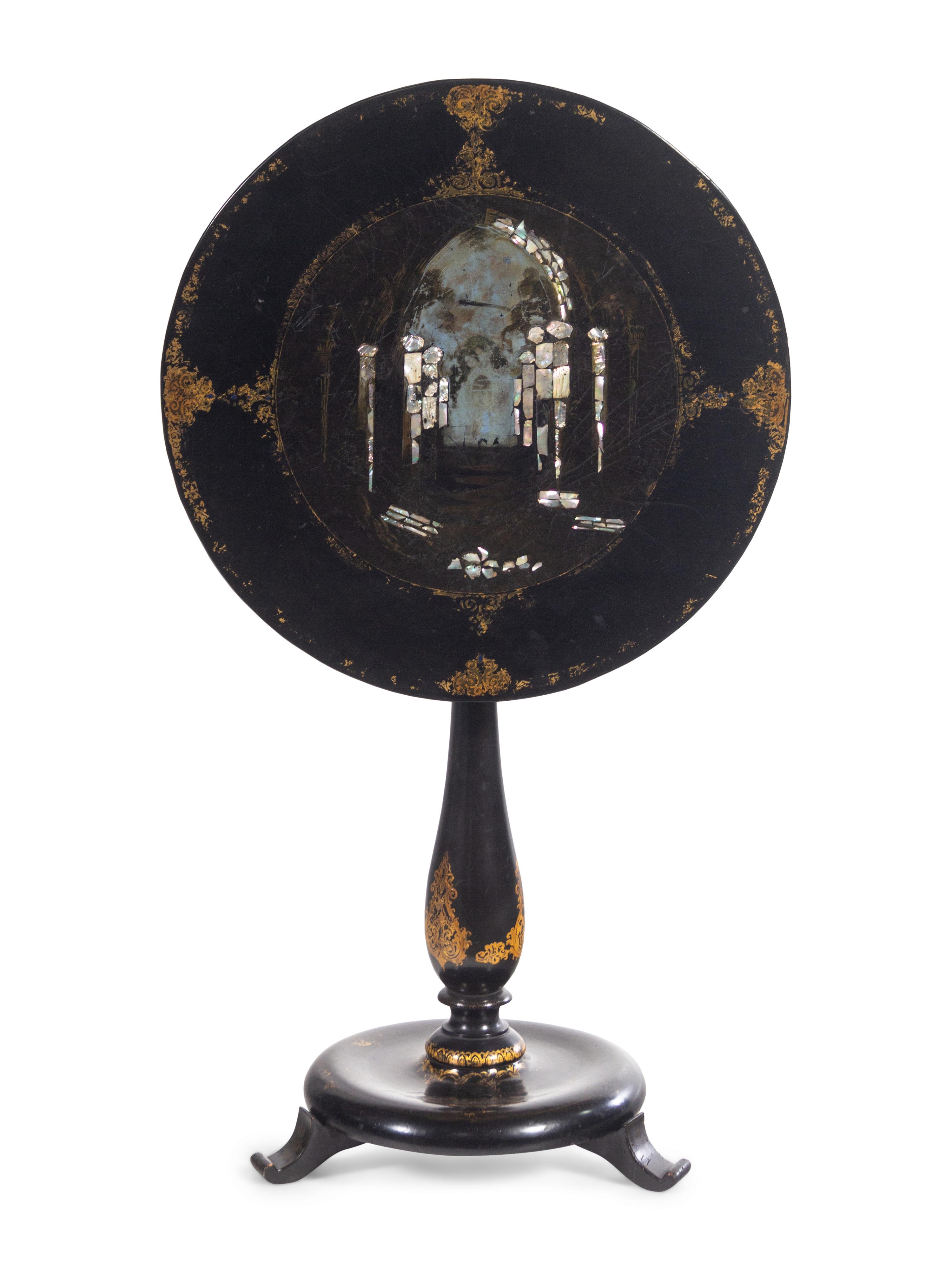 A Victorian Mother-of-Pearl Inlaid Papier-Mâché Table