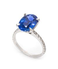 A Platinum, Ceylon Sapphire, and Diamond Ring, 3.70 dwts.