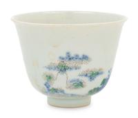 A Chinese Wucai and Underglaze Blue Porcelain Cup