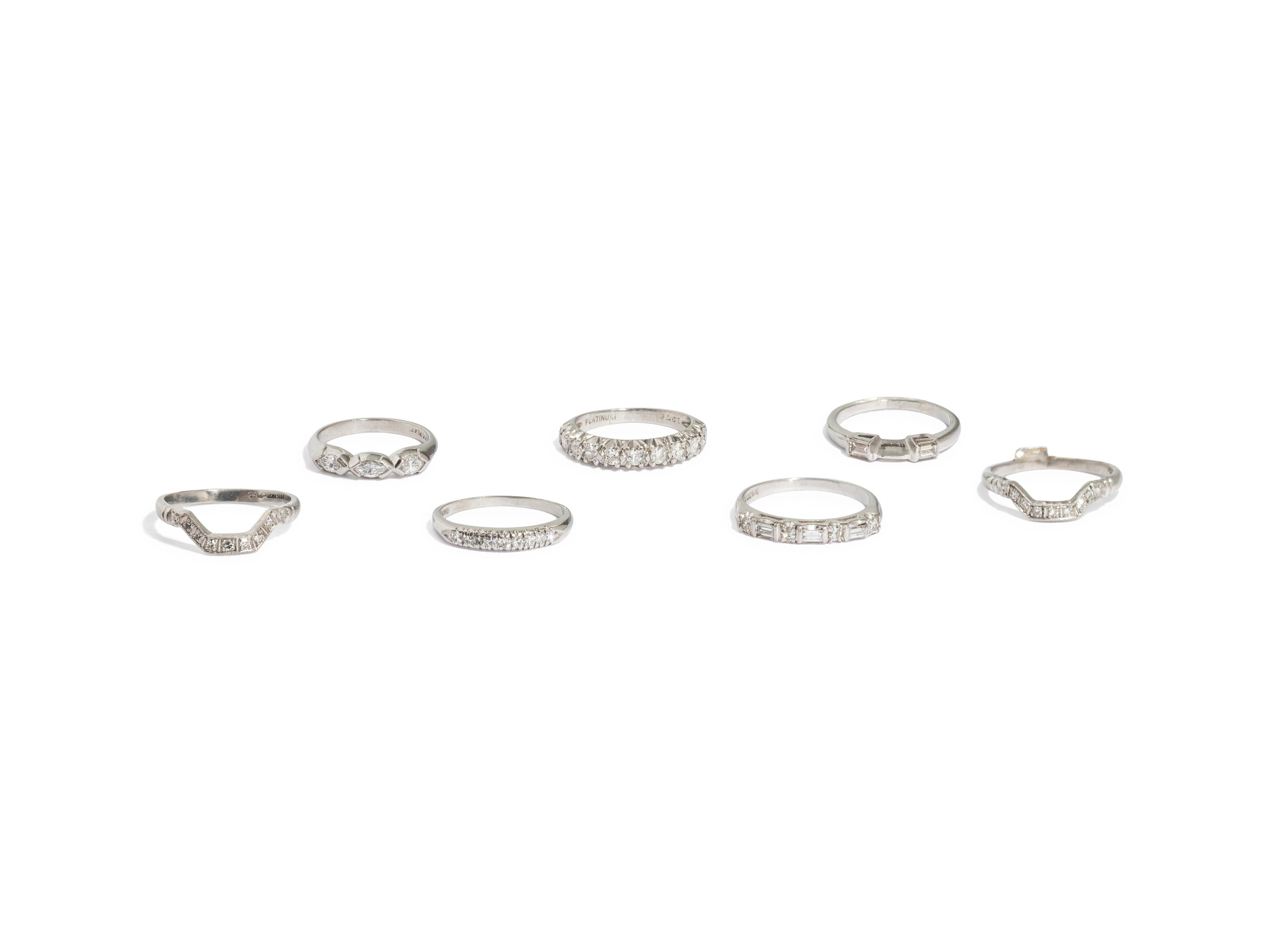 COLLECTION OF STACKING DIAMOND RINGS