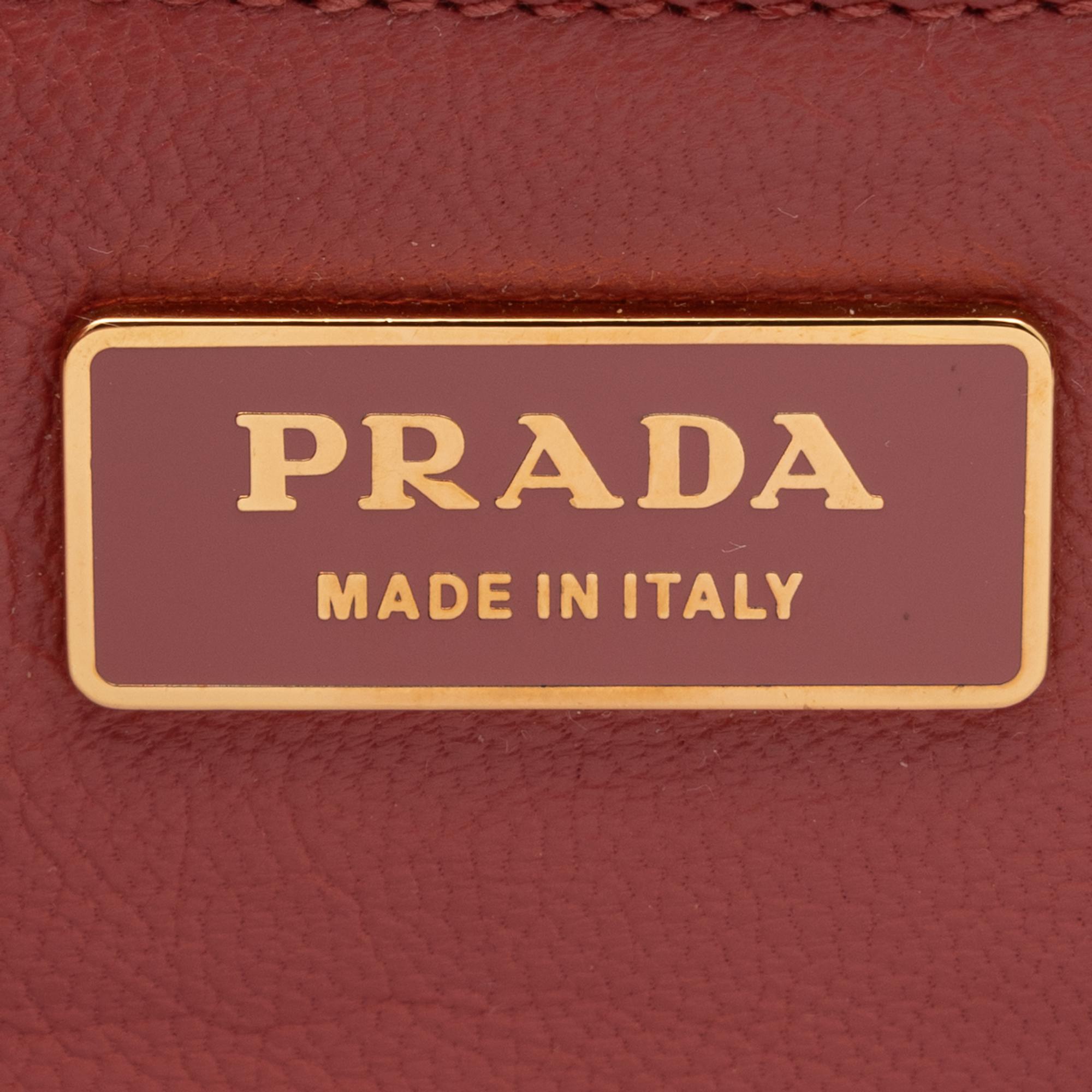 Prada, Vitello Metal Sound Bag in Tobacco Crocodile