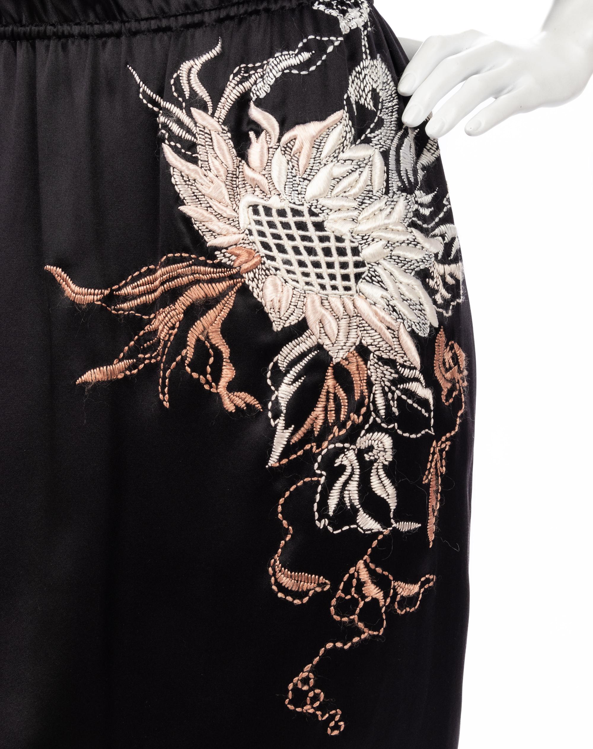 Valentino Embroidered Black Satin Dress, 2000-2010s
