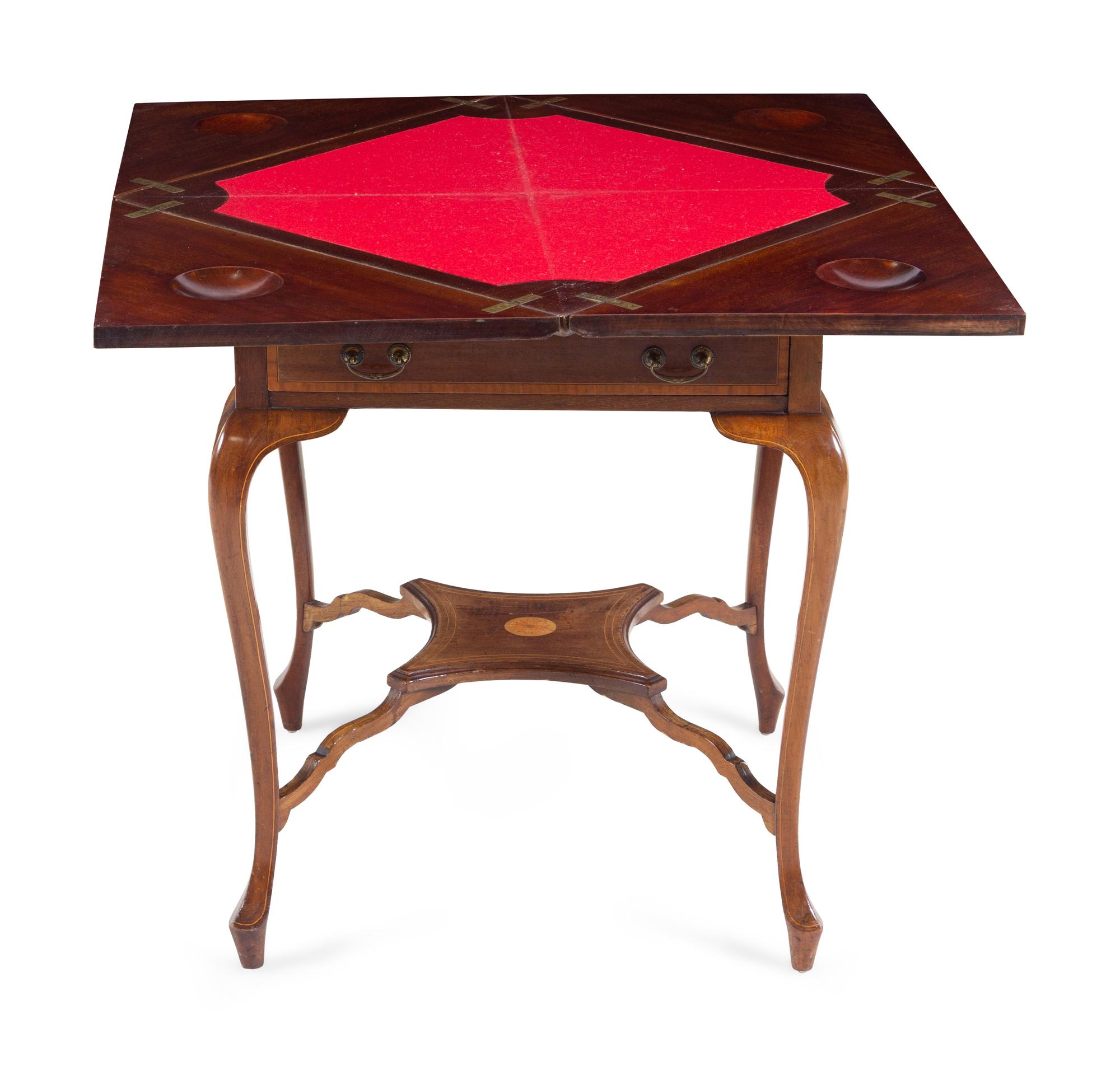 An Edwardian Satinwood Inlaid Mahogany Handkerchief Table