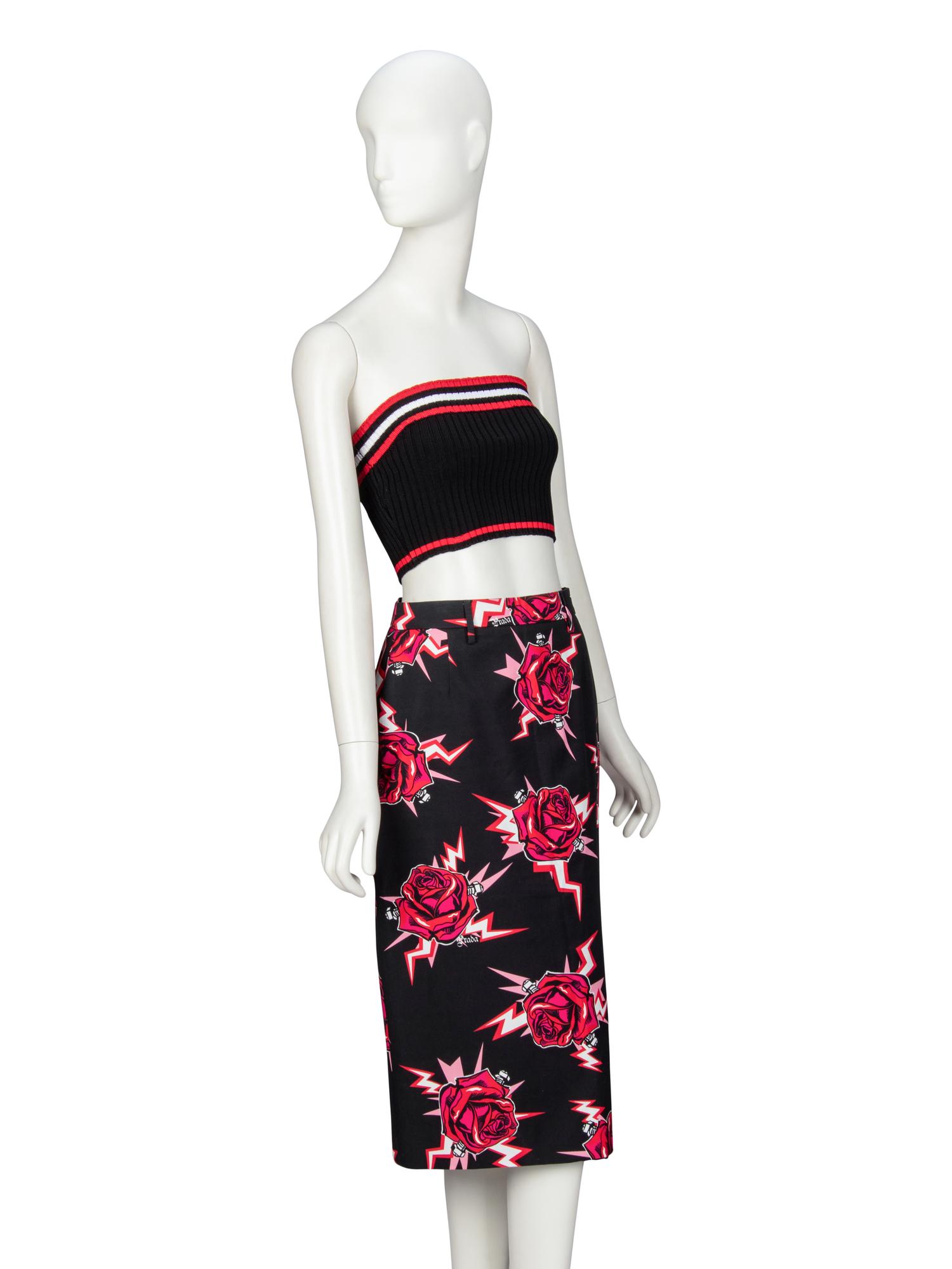 PRADA, KNIT BANDEAU & PRINTED SKIRT