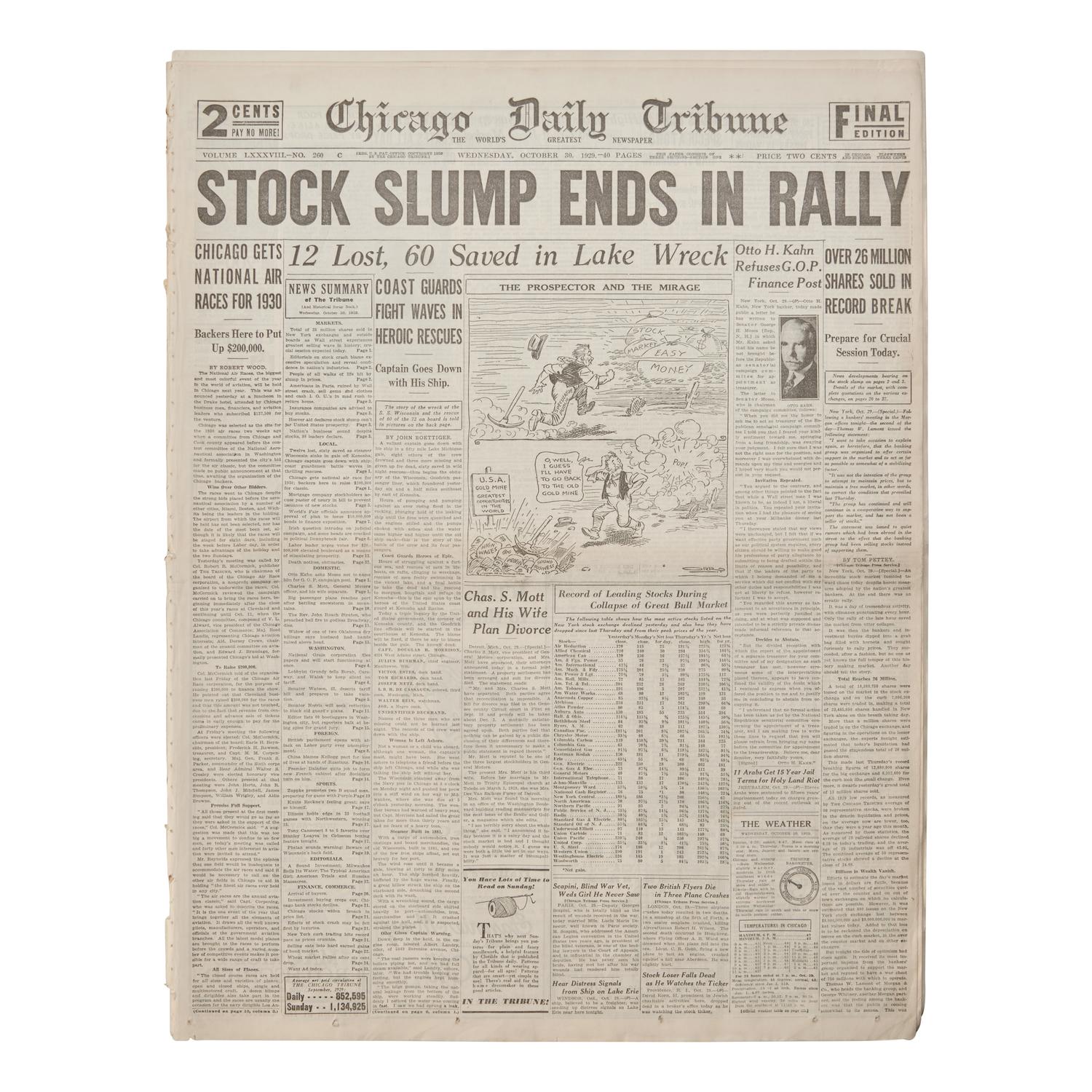 [American Newspapers] [Great Depression] The Stock Market Crash of 1929
