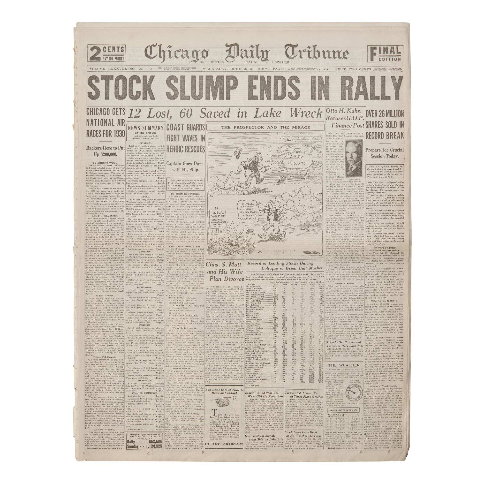 [American Newspapers] [Great Depression] The Stock Market Crash of 1929
