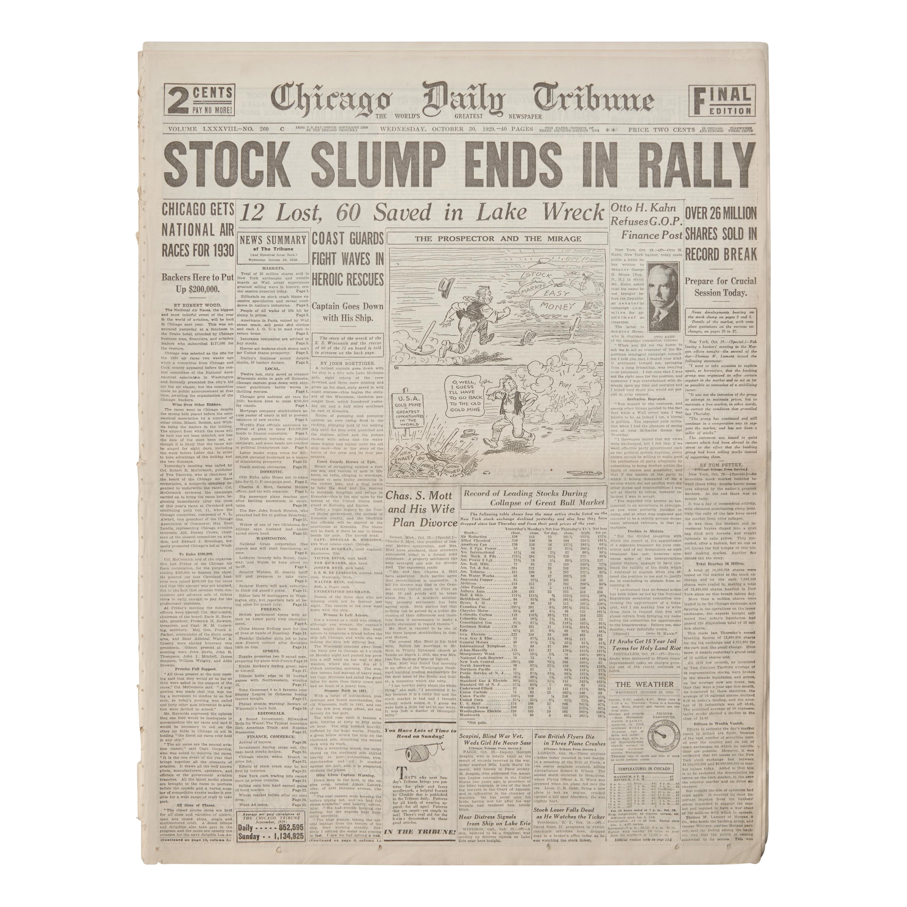 [American Newspapers] [Great Depression] The Stock Market Crash of 1929