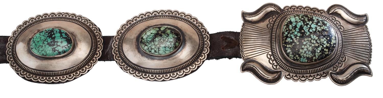 Sterling Silver and Turquoise Concha Belt Lot is located and will ship from Denver, Colorado.