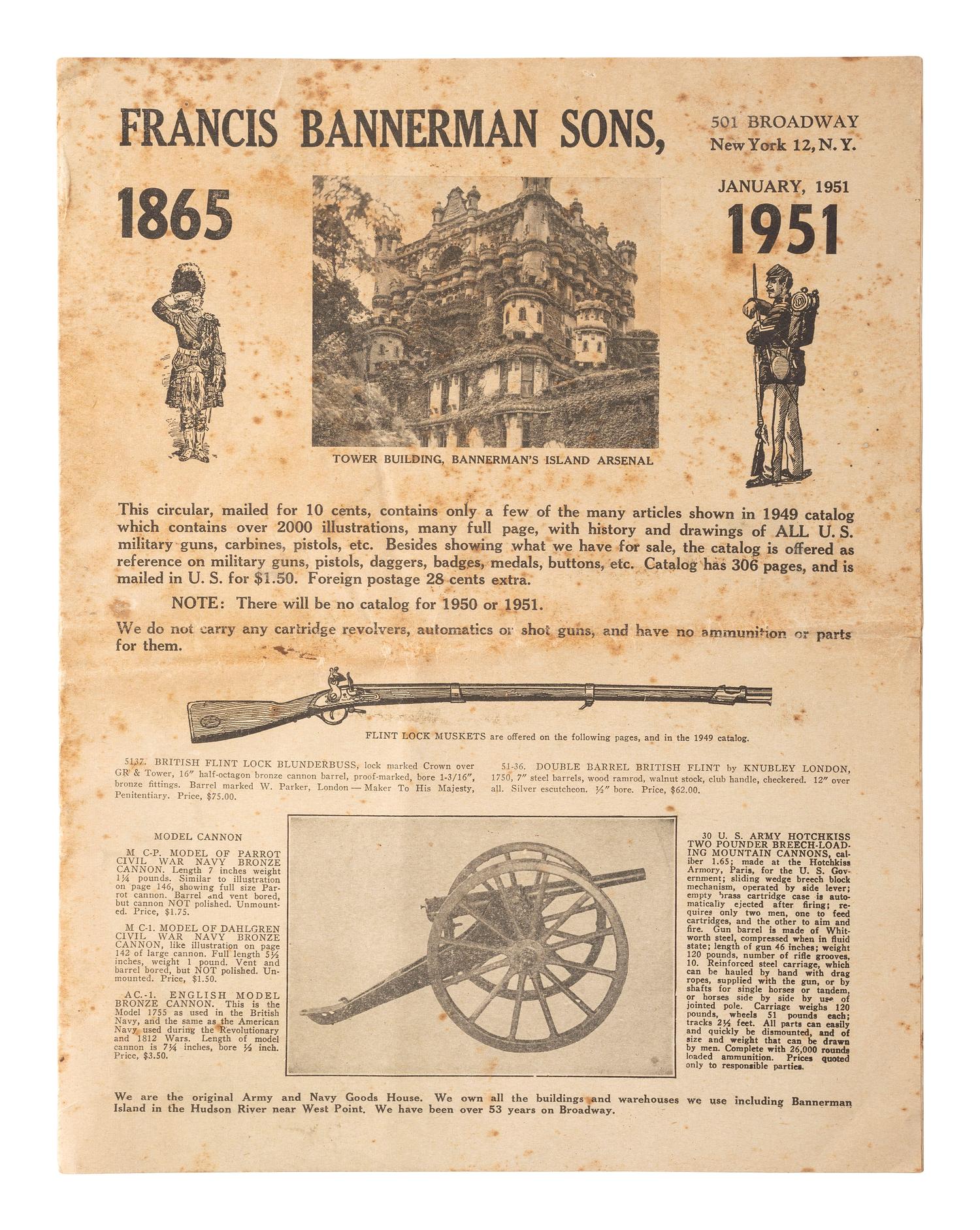 [CIVIL WAR]. Civil War hat insignia. [ With: ] Francis Bannerman Sons catalogue for January 1951.