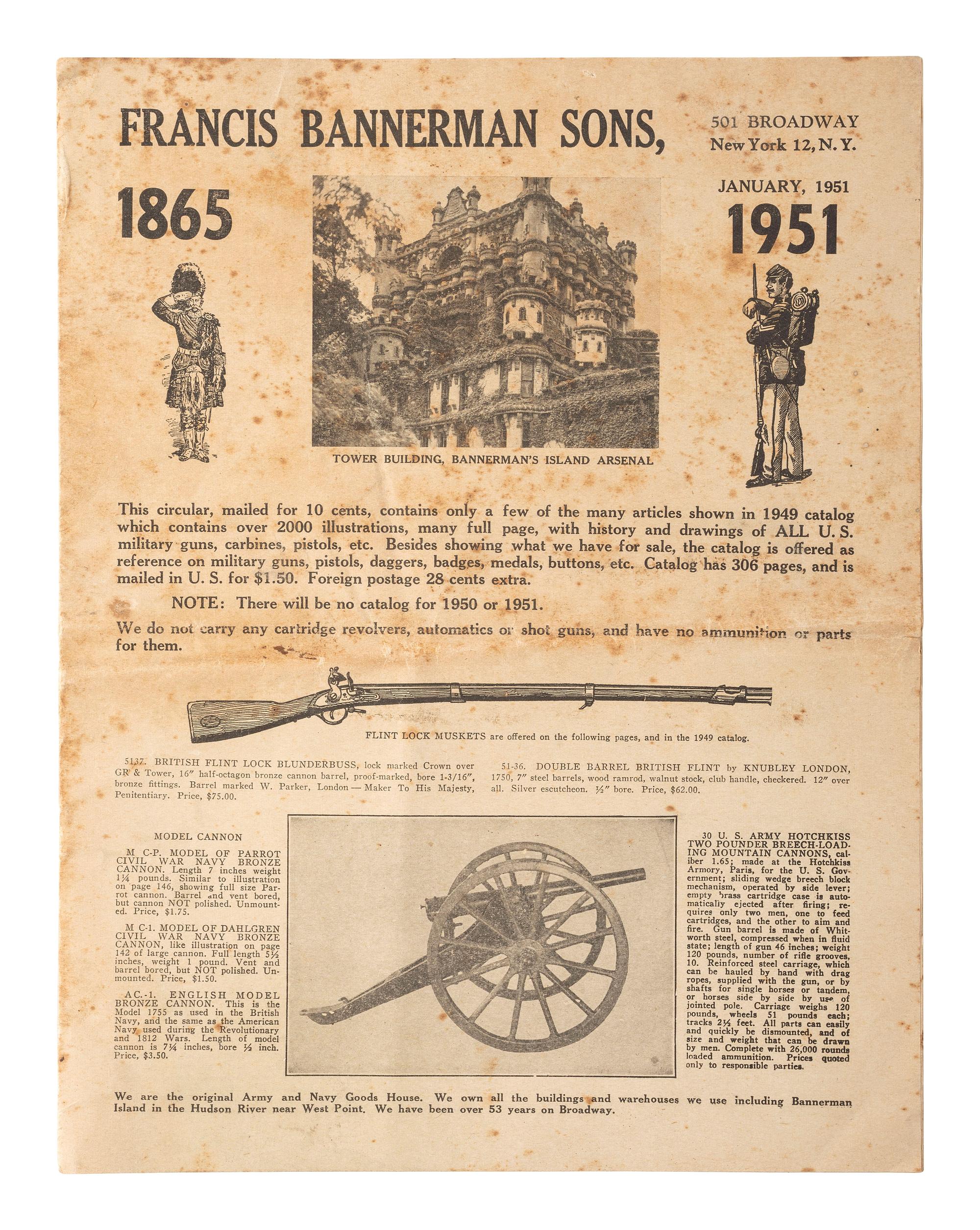[CIVIL WAR]. Civil War hat insignia. [ With: ] Francis Bannerman Sons catalogue for January 1951.