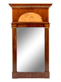 A Biedermeier Parcel Gilt Walnut Mirror