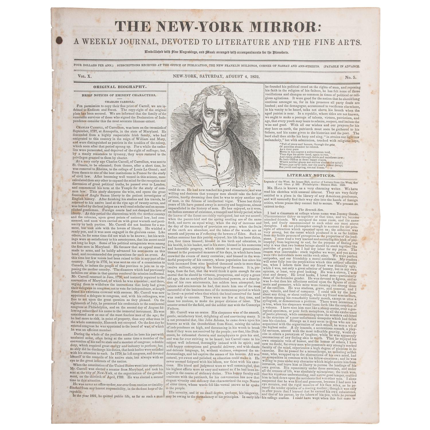 Charles Carroll of Carrollton, Signer of the Declaration of Independence, ALS, Plus