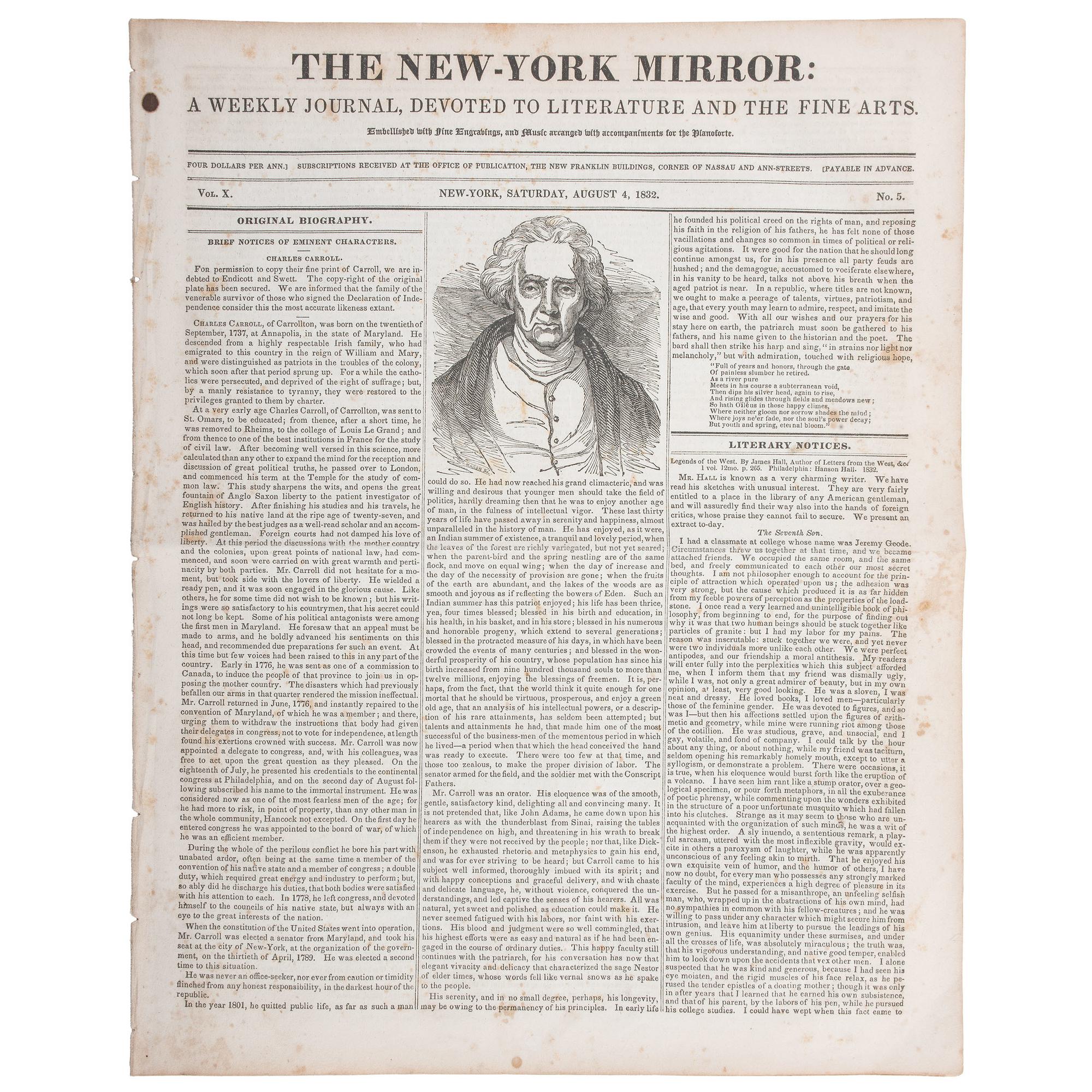 Charles Carroll of Carrollton, Signer of the Declaration of Independence, ALS, Plus
